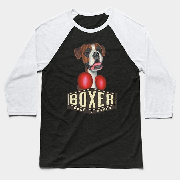 Boxing Boxer Dog Hexagon Sign Baseball T-Shirt by Danny Gordon Art